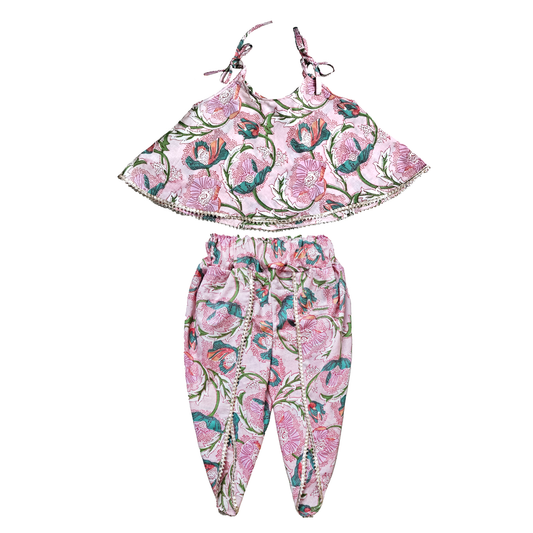 Pink Floral Top & Bottom