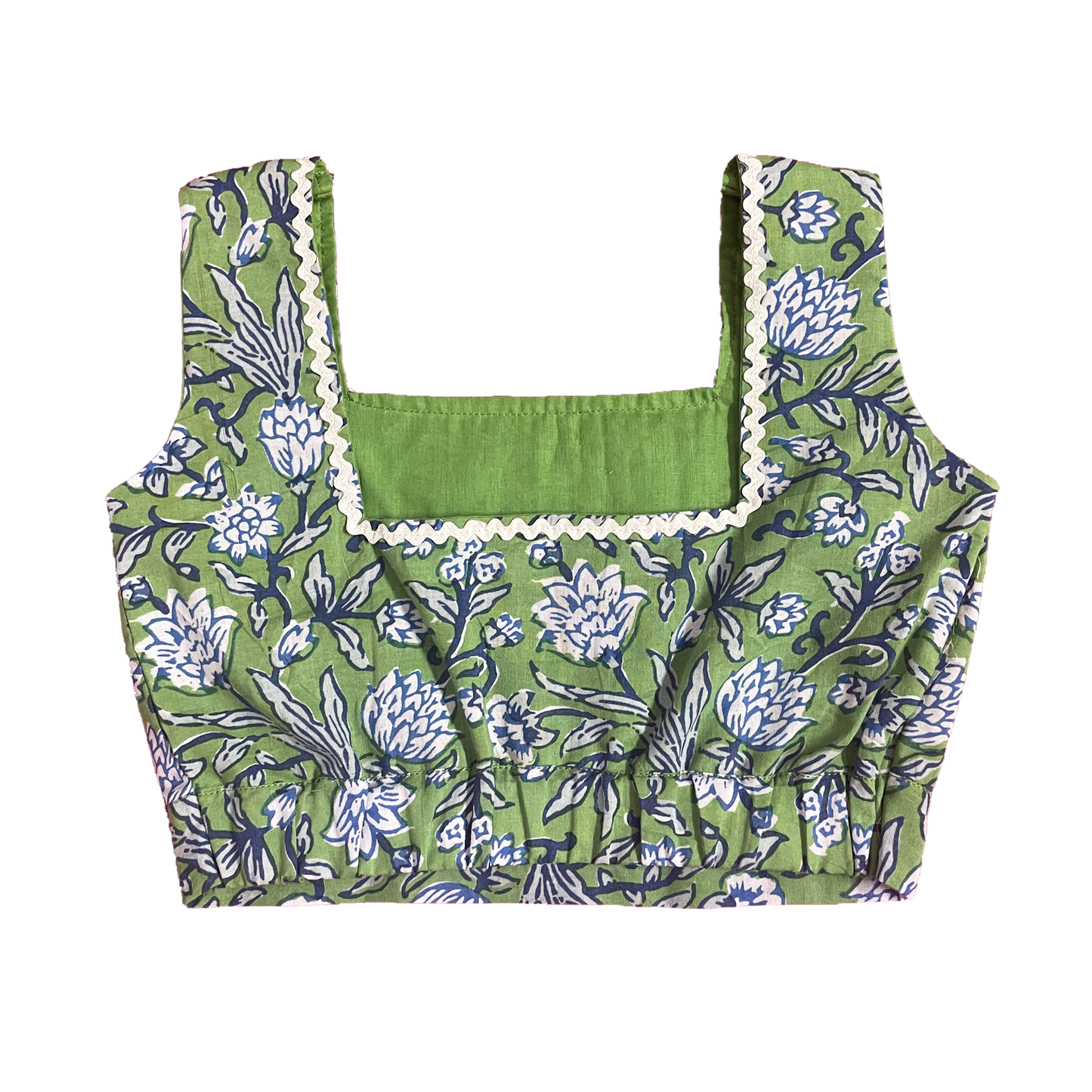 Green Floral Cotton Two Piece Set