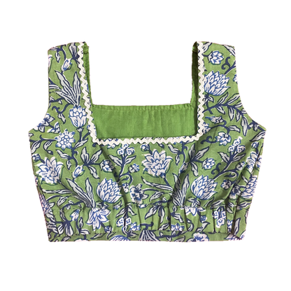 Green Floral Cotton Two Piece Set