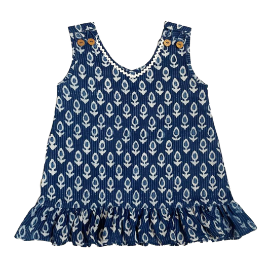 Indigo Batik Print Top