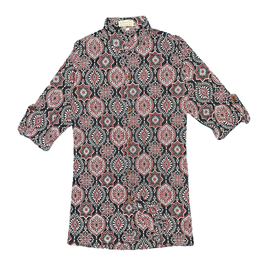 Ajarkh Print Front Open Kurta